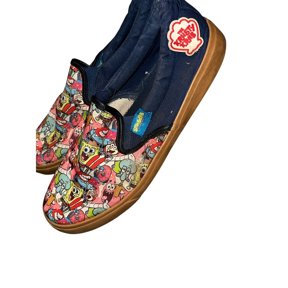 Ground Up SpongeBob SquarePants men Slip On Sneakers Navy Character Print Sz 13 - Picture 3 of 11